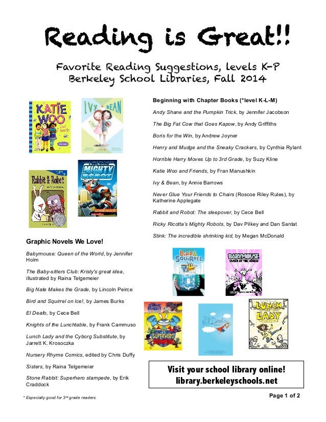 3rd Grade Reading Recommendations Fall 2014 3rd Grade Reading Recommendations Fall 2014