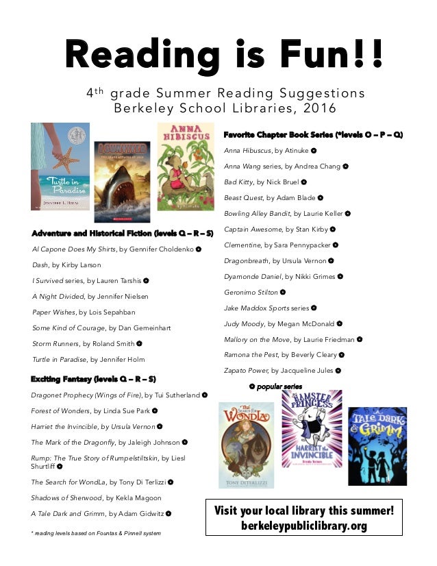 pic 4Th Grade Reading Level Books List reading list 4th grade 2016