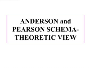 ANDERSON and
PEARSON SCHEMA-
 THEORETIC VIEW
 