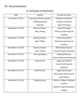 Reading month | DOCX