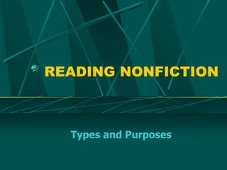 READING NONFICTION Types and Purposes 