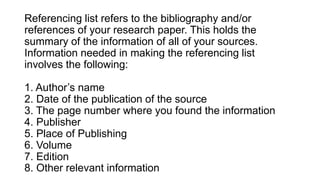 Reference Sources Questions READING ON RELATED STUDIES IN INQUIRES INVESTIATION AND IMMERSION | PPTX