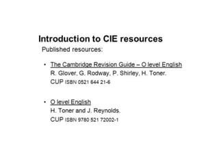 GCE O Level Reading paper revised