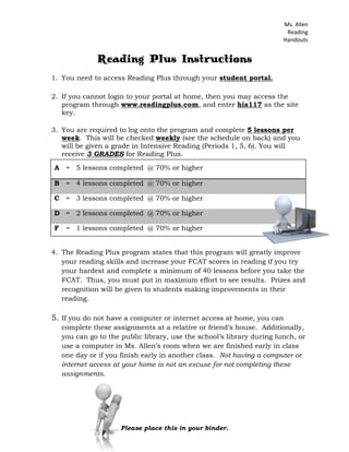 Reading Plus Instructions<br />,[object Object]