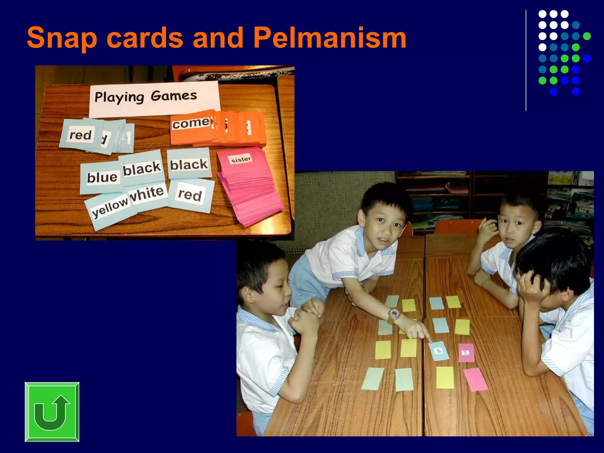 Snap cards and Pelmanism
 