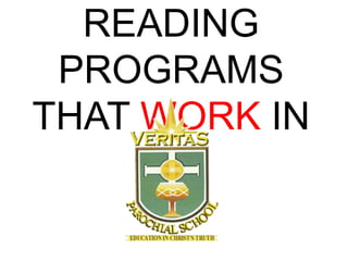 READING
 PROGRAMS
THAT WORK IN
 