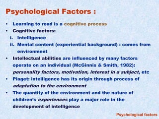 Rubin, 1991: educational & non-educational factorsFactors affecting RR