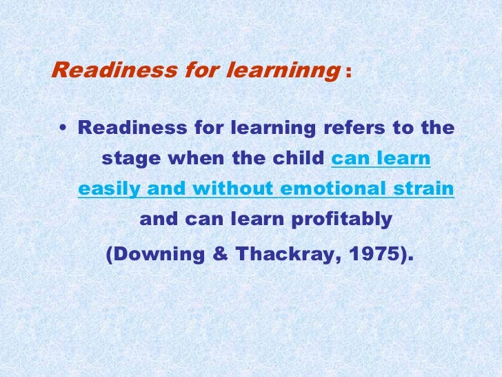 Reading readiness
