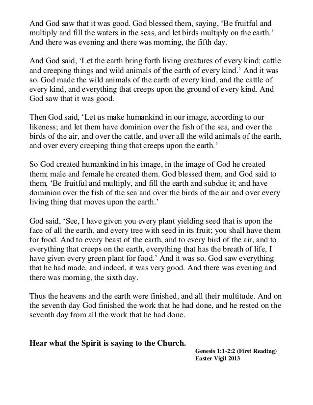 Readings Easter Vigil 2013