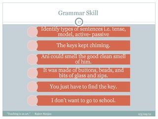 Grammar Skill  03/09/11 "Teaching is an art."  Rajeev Ranjan 
