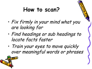 Scanning Skill Reading Skills | PPT