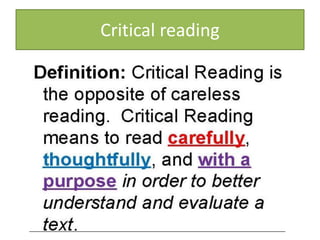 Critical reading
 