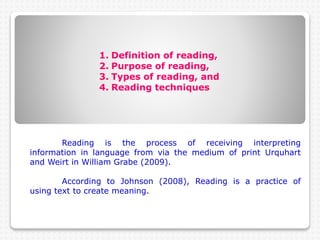 Reading skills - purpose and types of reading | PPT