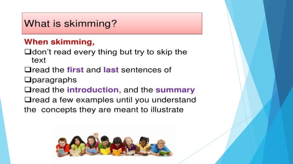 Reading skills skimming and scanning