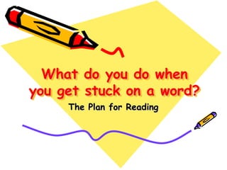 What do you do when you get stuck on a word?  The Plan for Reading 