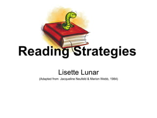 Reading Strategies Lisette Lunar (Adapted from  Jacqueline Neufeld & Marion Webb, 1984) 