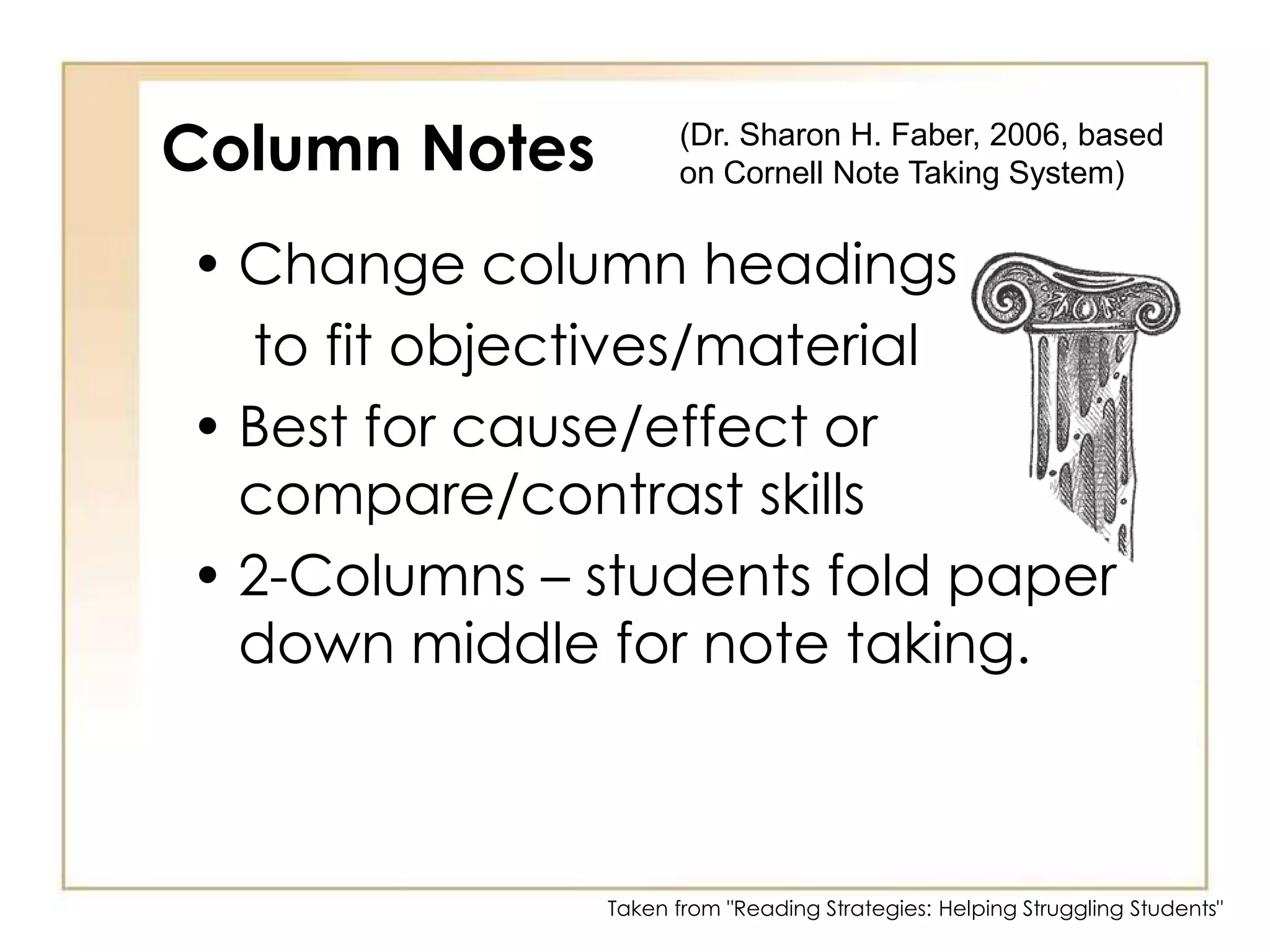 Anticipation Guide StrategyPre-Reading DiscussionDistribute guides and students mark the Before Reading Agree/Disagree choices.As students read, they take notes, reading with a purpose.Tierney, Readence, and DishnerAn Anticipation Guide Template can be downloaded from Literacy Off Ramp.Taken from "Reading Strategies: Helping Struggling Students"