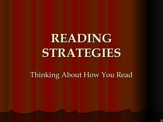 READINGREADING
STRATEGIESSTRATEGIES
Thinking About How You ReadThinking About How You Read
 