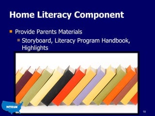 Home Literacy Component Provide Parents Materials Storyboard, Literacy Program Handbook, Highlights 