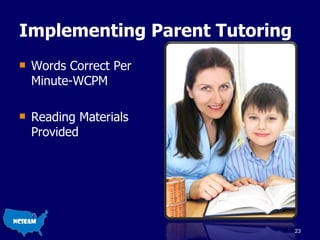 Implementing Parent Tutoring Words Correct Per Minute-WCPM Reading Materials Provided 