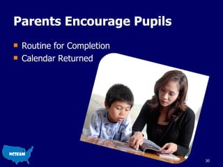 Parents Encourage Pupils Routine for Completion Calendar Returned 
