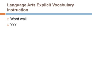 Language Arts Explicit Vocabulary InstructionWord wall???