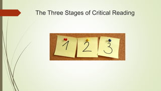 The Three Stages of Critical Reading
 