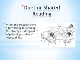 *Within this strategy there
is turn taking for reading.
This strategy is designed to
help develop students’
fluency skills.
*
 