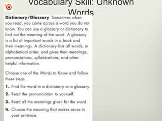 Vocabulary Skill: Unknown
Words
 