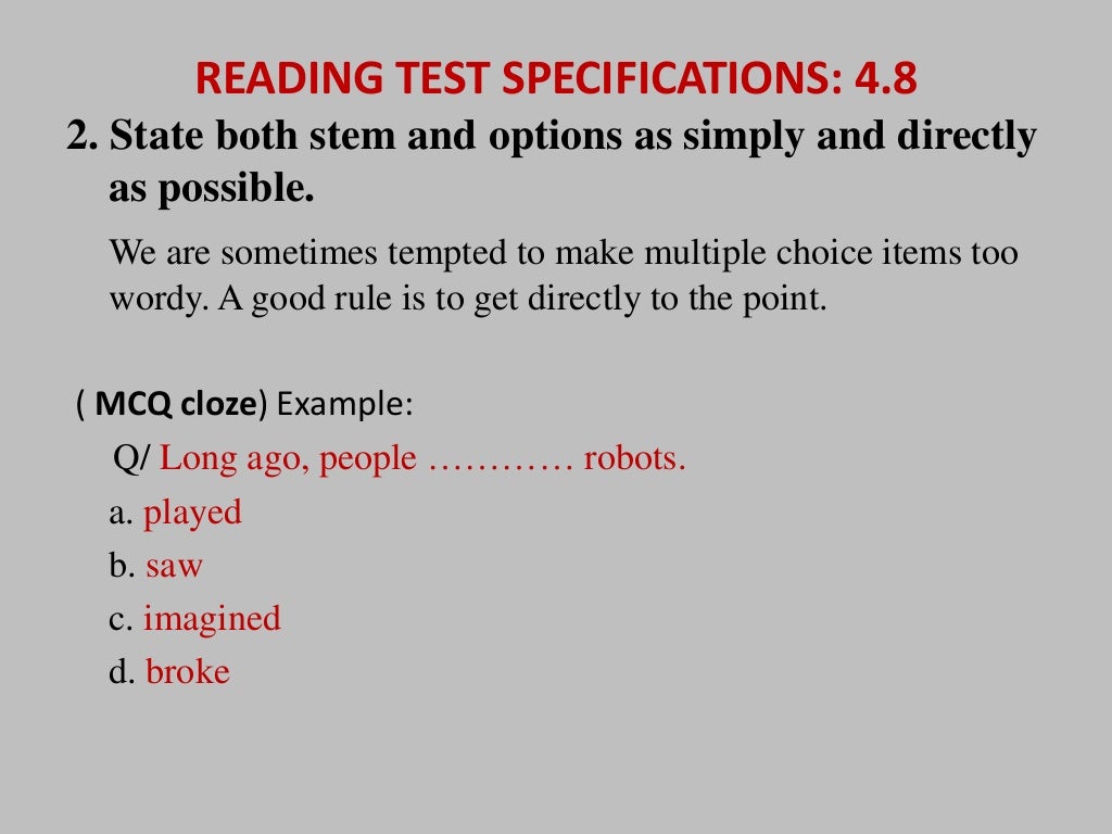Reading test specifications assignment01ppt