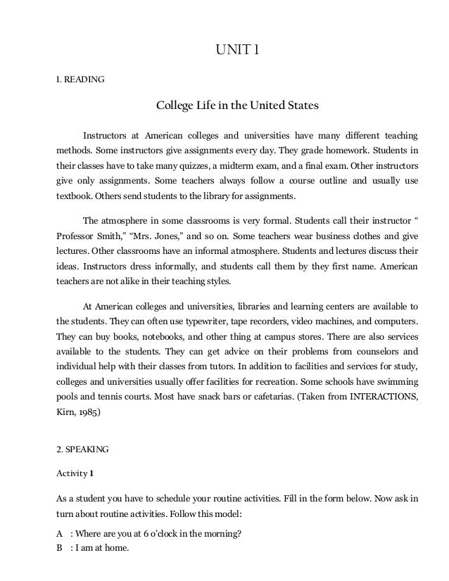 Reading text for senior high school students