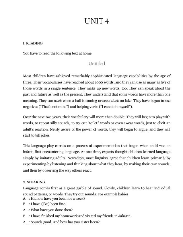 Reading text for senior high school students