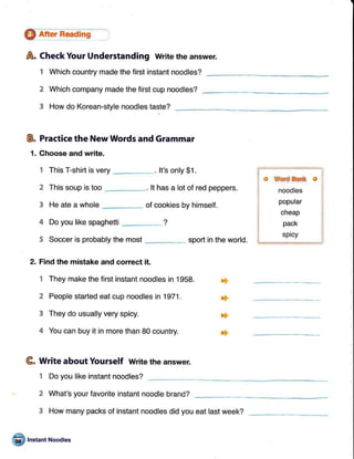 W4qg1nsadtns-
&, Check Your Understanding write the answer.
t Which country made the first instant noodles?
Z Which compan...