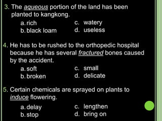 The italicized word in each sentence contains a root. Select the word that means nearly the same as the italicized/underlined word. Write the letter of the correct answer1. The manuscript found in the monastery was written a thousand years ago.codesignal documentsymbol 2. Some fishermen in various parts of the island infringed on the regulation set by the Bureau of Fisheries and Aquatic Resourcesfollowedviolated modifiedobeyed 