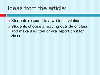 Invited Reading Example Reading with purpose - 30JuneFL513 Julie | PPTX
