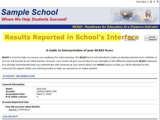 Results Reported in School’s Interface