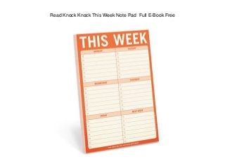 Read Knock Knock This Week Note Pad Full E-Book Free
 