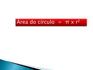 Área do círculo  =  π x r2