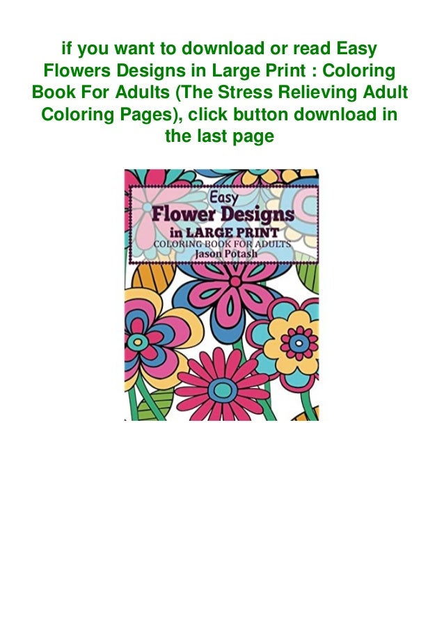 Readonline Easy Flowers Designs In Large Print Coloring Book For Adu