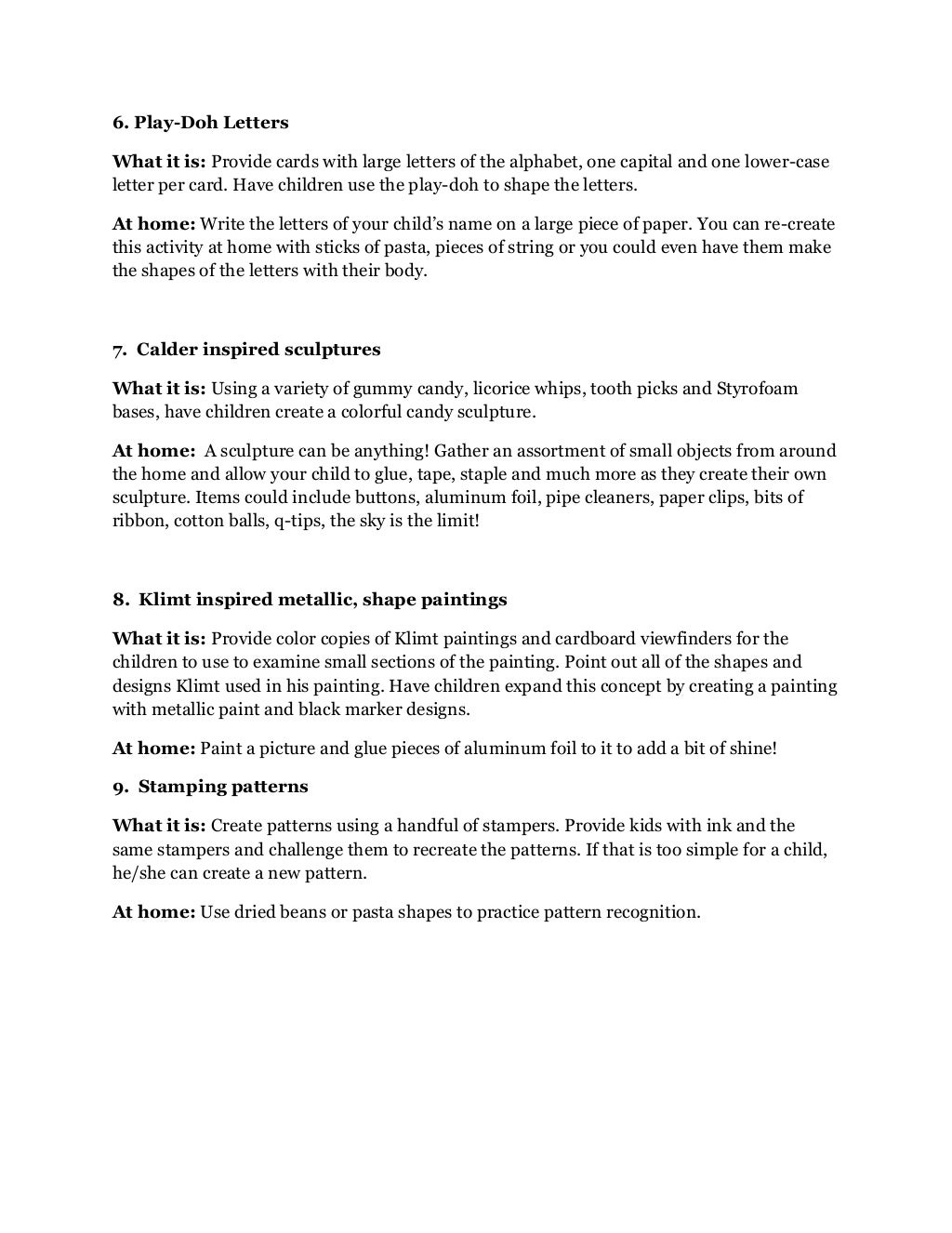 Read Out Loud Handouts Pla
