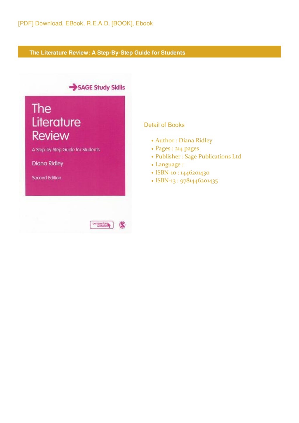literature review a step by step guide for students