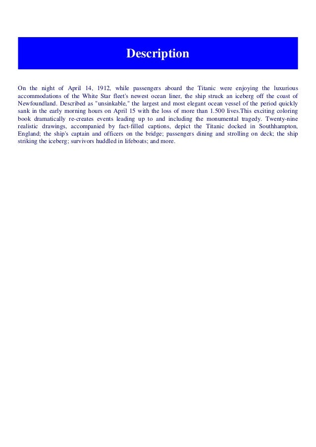 Download Read Pdf The Titanic Coloring Book Dover History Coloring Book