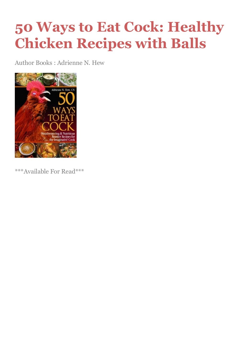 Ready For Download 50 Ways to Eat Cock Healthy Chicken Recipes with Balls