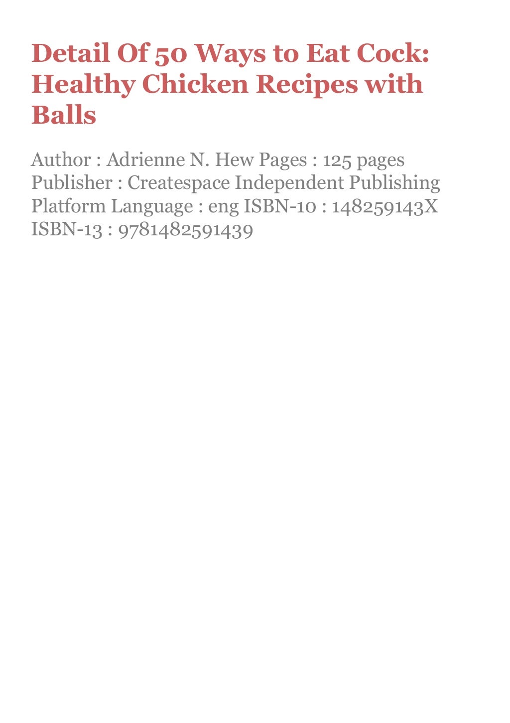 Ready For Download 50 Ways to Eat Cock Healthy Chicken Recipes with Balls