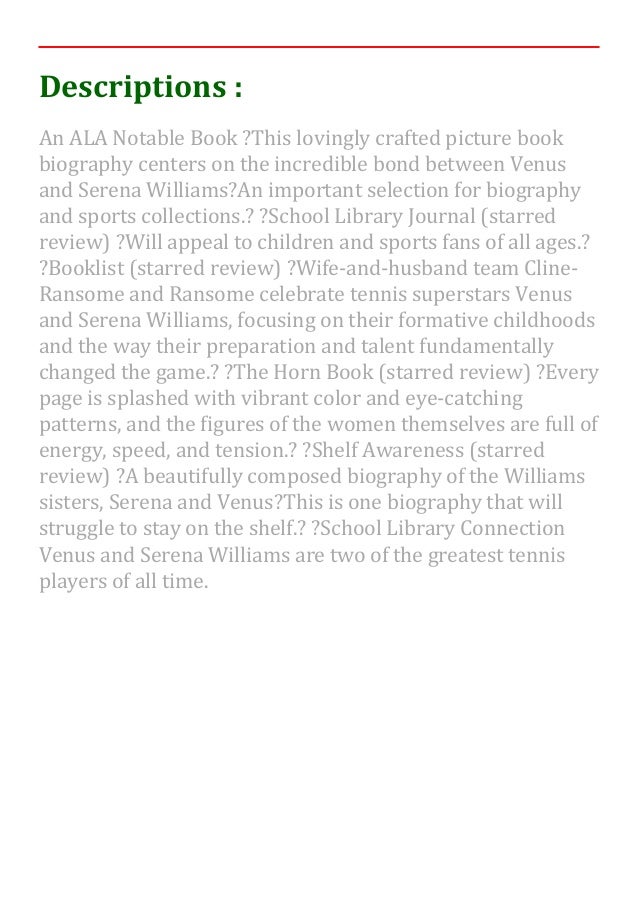 Ready For Download Game Changers The Story Of Venus And Serena Willi