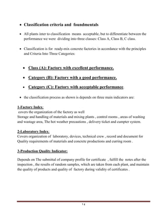 (Ready mixed concrete certification scheme)classification of ready ...