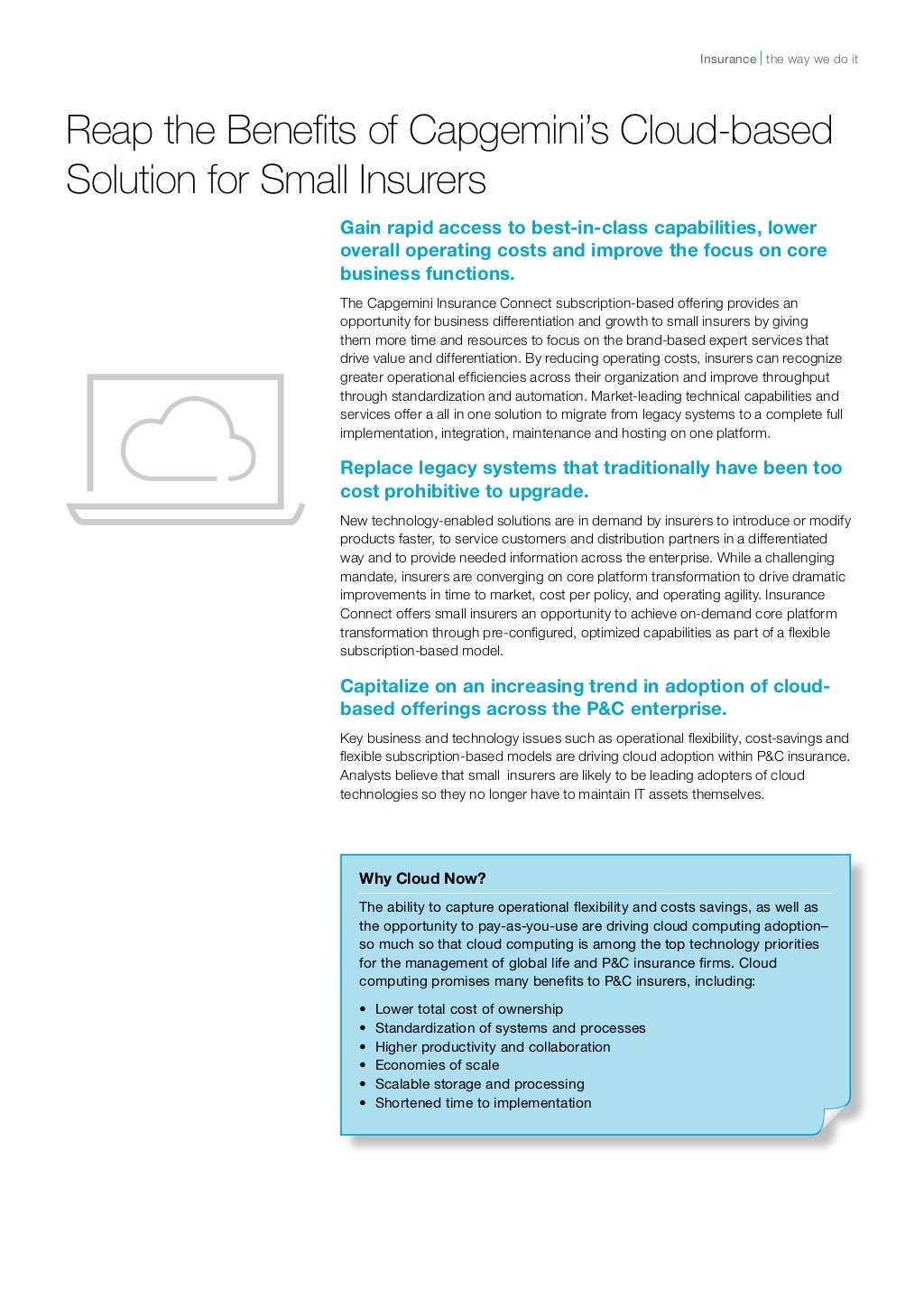 Capgemini Insurance Connect Subscription based services
