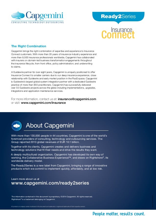 Capgemini Insurance Connect Subscription based services