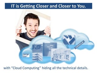 IT is Getting Closer and Closer to You.




with “Cloud Computing” hiding all the technical details.
 