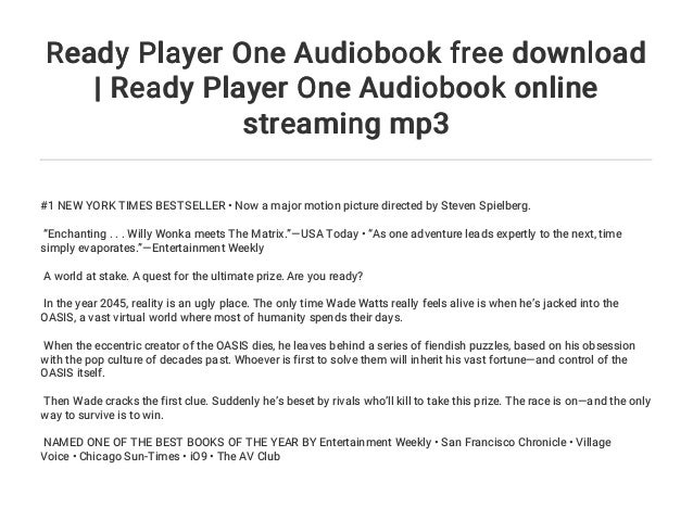 ready player one audiobook mp3 download free